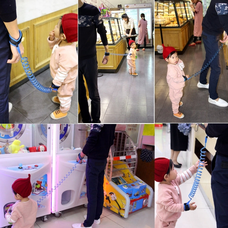 子供用安全ハーネス 子供用リード 迷子防止リストリンク牽引ロープ 迷子防止ブレスレット、長さ：2m、2mオレンジ、2mブルー