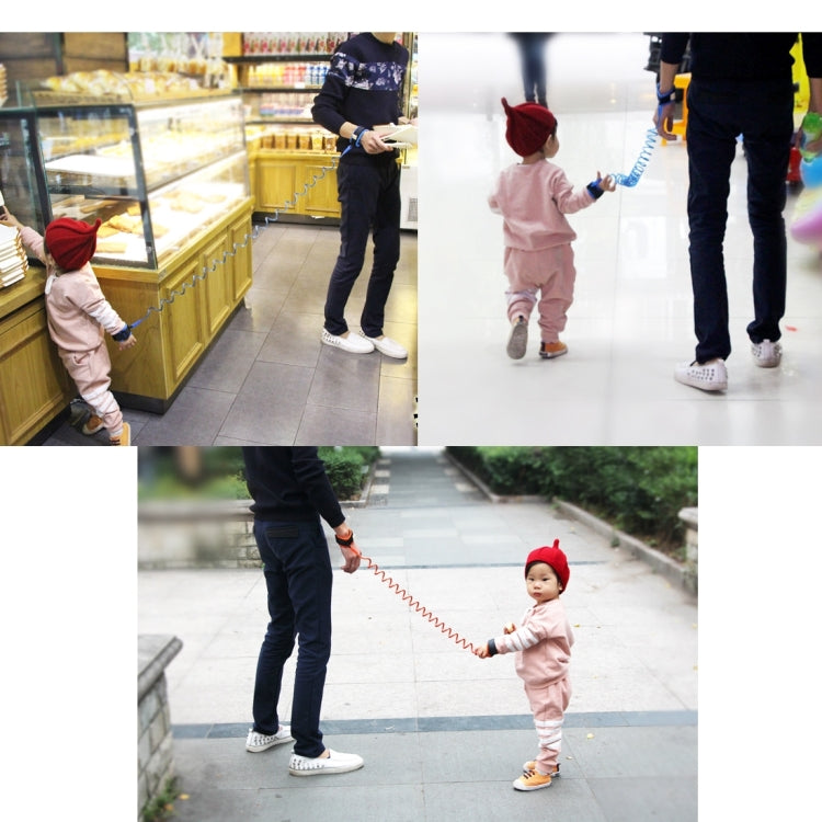子供用安全ハーネス 子供用リード 迷子防止リストリンク牽引ロープ 迷子防止ブレスレット、長さ：2m、2mオレンジ、2mブルー