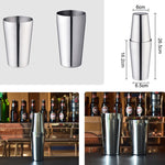 ステンレス製ボストンカクテルシェーカー 高級バーテンダーツール / プレミアムバーウェアツール、容量：750 + 600ml、カクテルシェーカー