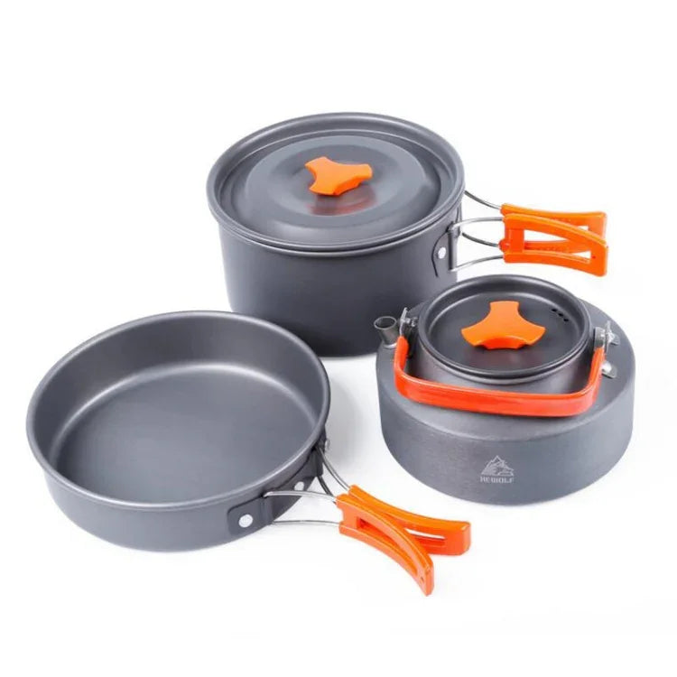 Hewolf 1692 アウトドアキャンプ食器鍋調理器具セット 2-3人用、HW-K1692 2-3人用