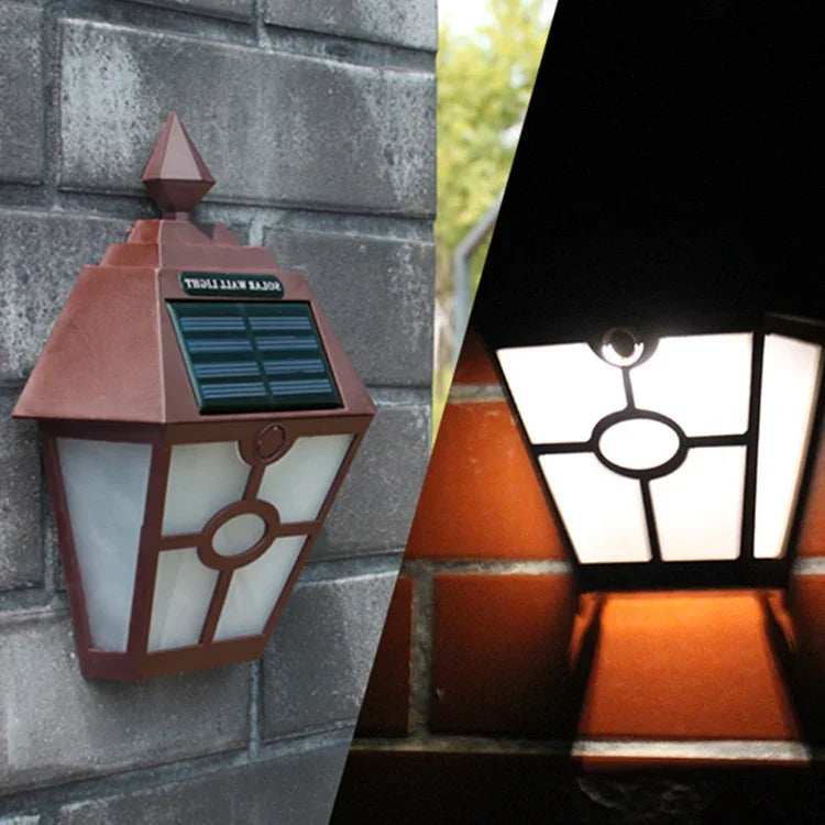 ソーラーレトロ六角形LED壁ランプ 屋外ライト センサー制御 ランドスケープライト
