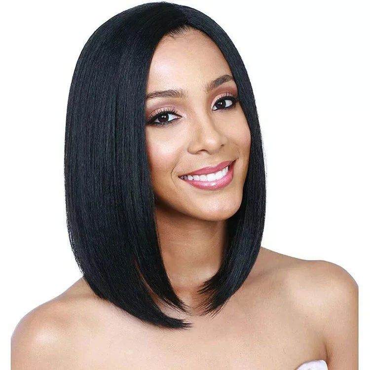 センターパートふんわり肩までのストレートヘアウィッグ ヘッドギア 女性用