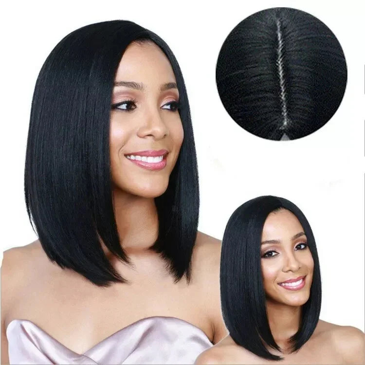 センターパートふんわり肩までのストレートヘアウィッグ ヘッドギア 女性用