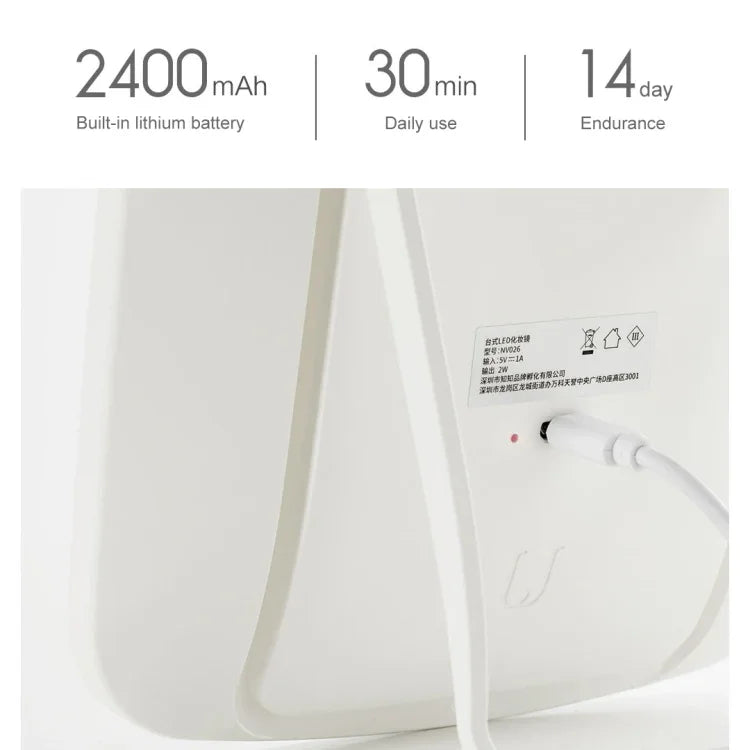オリジナル Xiaomi Youpin jordan&judy 片面スクエア デスクトップ LED コスメティックミラー、単色スタイル