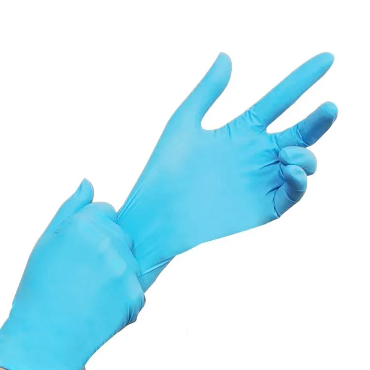 100枚入り 青色使い捨てブチロニトリル手袋 家事用品 サイズ：M 手のひら幅8cm-9cm対応