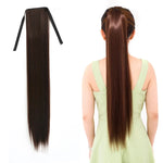 ナチュラルロングストレートヘア ポニーテール包帯風ウィッグ ポニーテール 女性用、長さ：75cm、75cm