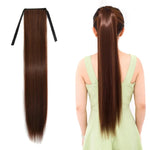 ナチュラルロングストレートヘア ポニーテール包帯風ウィッグ ポニーテール 女性用、長さ：75cm、75cm