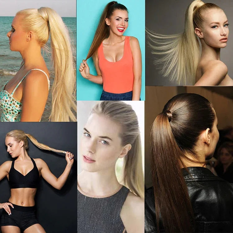 16# Invisible Seamless Bandage-style  Wig Long Straight Hair Wig Ponytail, 16#
