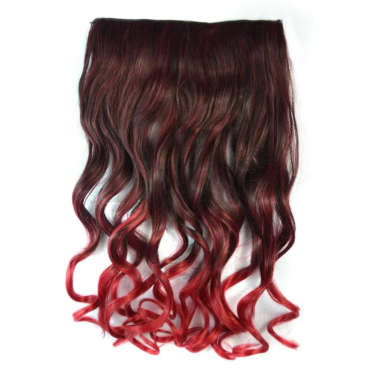 ワンピースシームレスヘアエクステンション ピース カラーグラデーション 大波ロングカール クリップタイプヘアピース, HCB2577