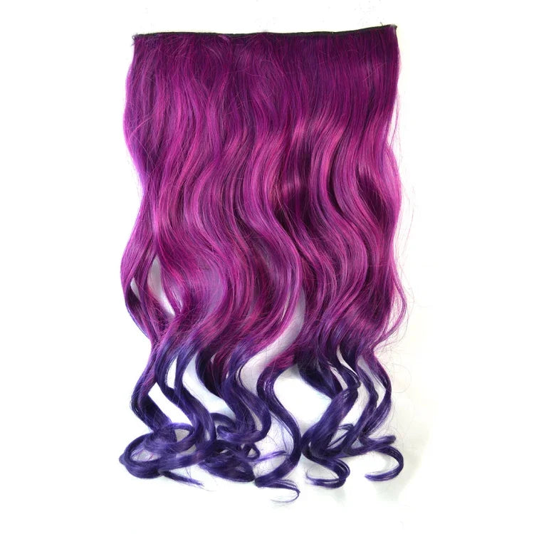 ワンピースシームレスヘアエクステンション ピース カラーグラデーション 大波ロングカール クリップタイプヘアピース, HCB257713