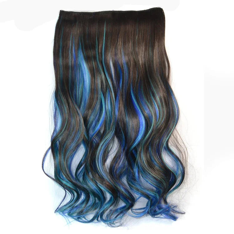 ワンピースシームレスヘアエクステンション ピース カラーグラデーション 大波ロングカール クリップタイプヘアピース, HCB257719
