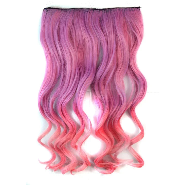 ワンピースシームレスヘアエクステンション ピース カラーグラデーション 大波ロングカール クリップタイプヘアピース, HCB257721