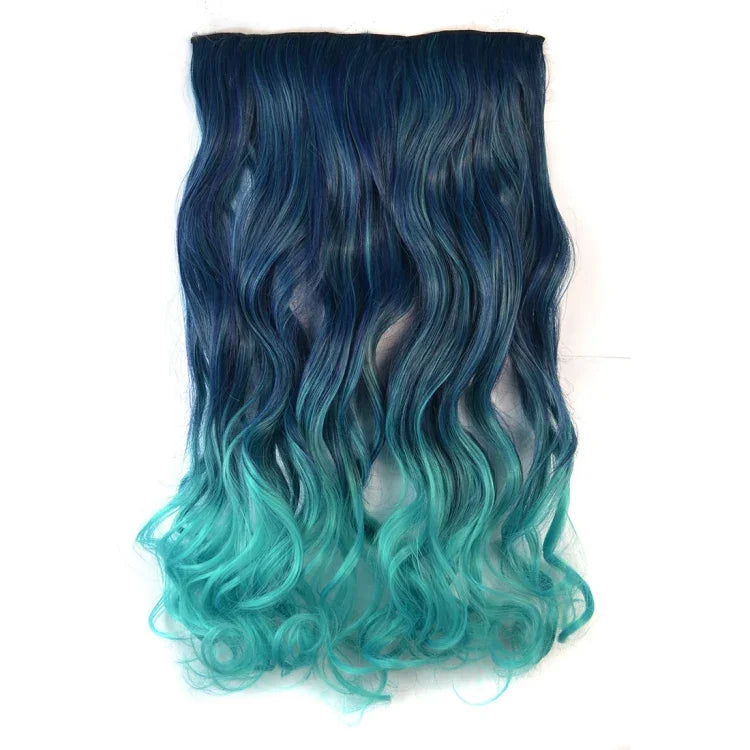 ワンピースシームレスヘアエクステンション ピース カラーグラデーション 大波ロングカール クリップタイプヘアピース, HCB257722