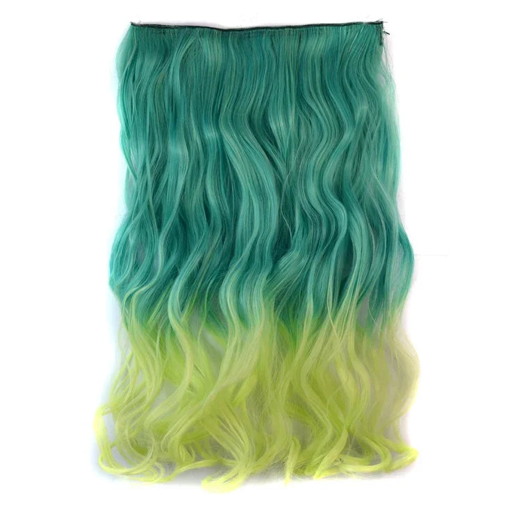 ワンピースシームレスヘアエクステンション ピース カラーグラデーション 大波ロングカール クリップタイプヘアピース, HCB257723
