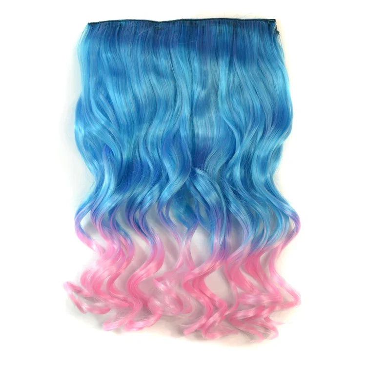 ワンピースシームレスヘアエクステンションピース カラーグラデーション 大波ロングカール クリップタイプヘアピース, HCB257727