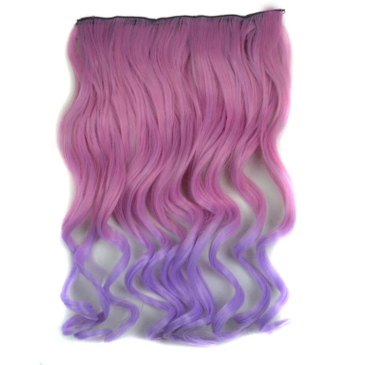 ワンピースシームレスヘアエクステンションピース カラーグラデーション 大波ロングカール クリップタイプヘアピース, HCB257733