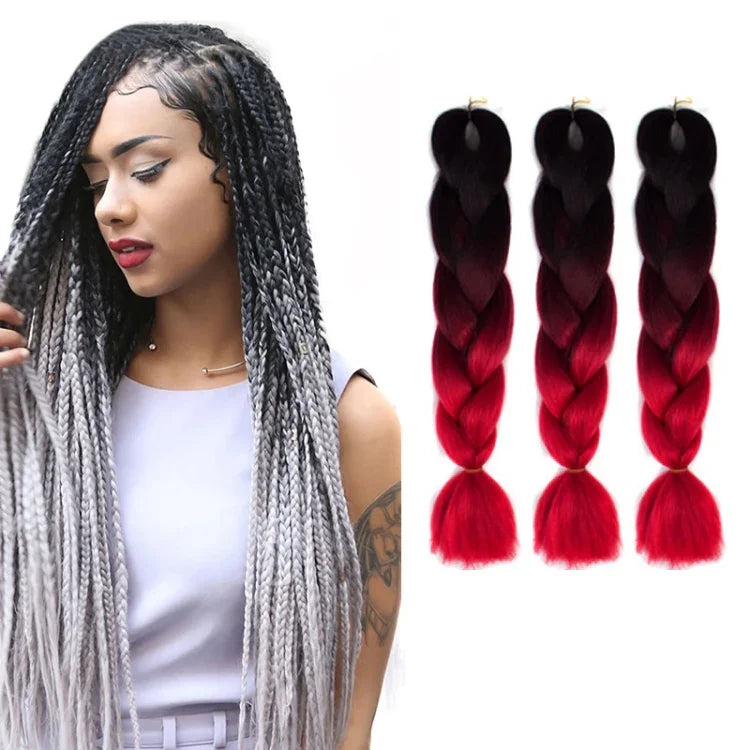 Fashion Color Gradient Individual Braid Wigs Chemical Fiber Big Braids, Length: 60cm(56 Purple+Lake Blue+Light Purple), 21, 35, 37, 38, 44, 45, 46, 47, 49, 50, 51, 56