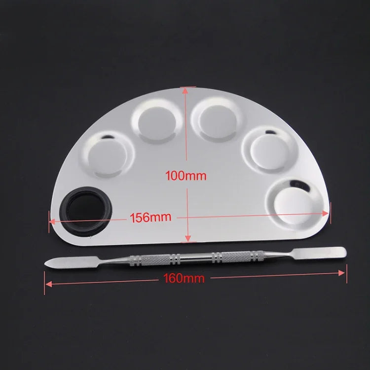 メイクアップ セミサークル ステンレススチールパレット 156x100mm、156*100mm
