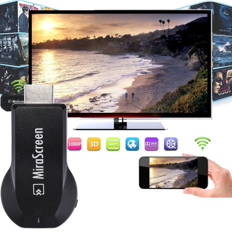 MiraScreen WiFiディスプレイドングル / Miracast Airplay DLNAディスプレイレシーバードングル ワイヤレスミラーリングスクリーンデバイス 2in1 USBケーブル付き