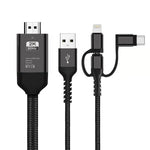 3in1 マイクロUSB＋USB-C / タイプC＋8ピンからHDMI HDTVケーブル