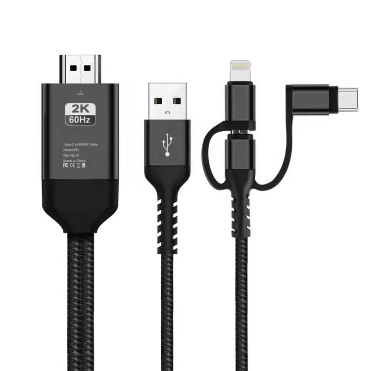 3in1 マイクロUSB＋USB-C / タイプC＋8ピンからHDMI HDTVケーブル