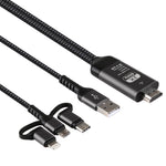 3in1 マイクロUSB＋USB-C / タイプC＋8ピンからHDMI HDTVケーブル