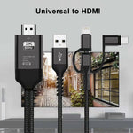 3in1 マイクロUSB＋USB-C / タイプC＋8ピンからHDMI HDTVケーブル