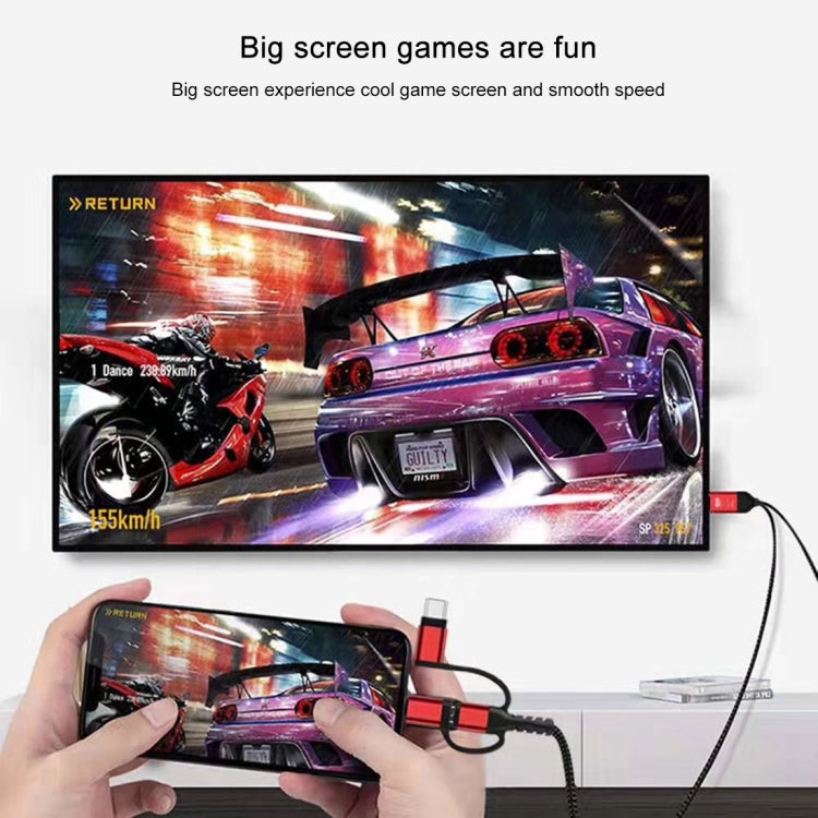 3in1 マイクロUSB＋USB-C / タイプC＋8ピンからHDMI HDTVケーブル