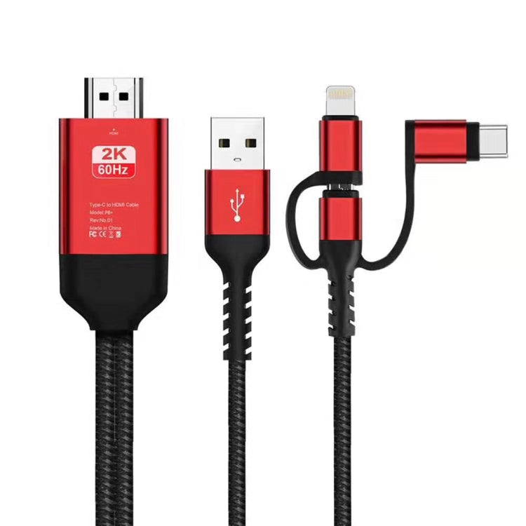 3in1 マイクロUSB＋USB-C / タイプC＋8ピンからHDMI HDTVケーブル