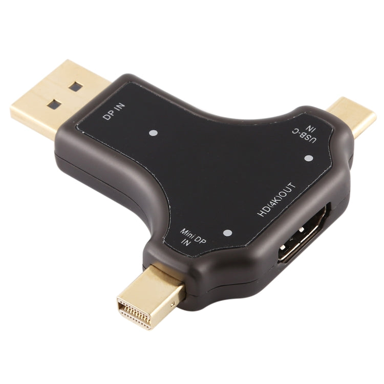 D63A DisplayPort + Mini DP + USB-C / Type-CオスからHDMIメス3-in-1アダプター、D63A