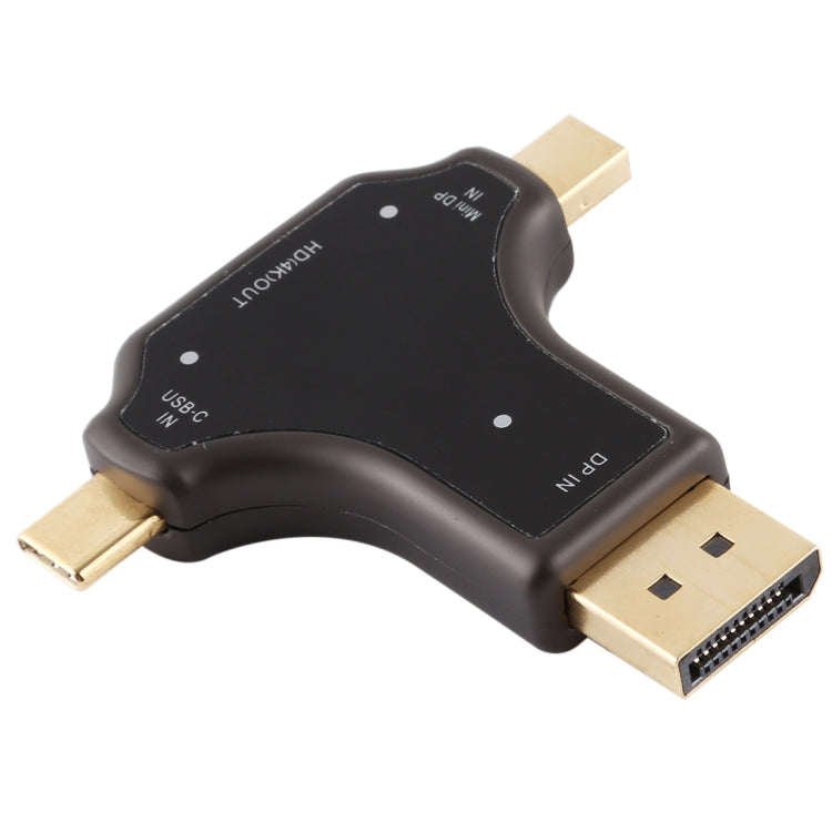 D63A DisplayPort + Mini DP + USB-C / Type-CオスからHDMIメス3-in-1アダプター、D63A