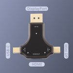 D63A DisplayPort + Mini DP + USB-C / Type-CオスからHDMIメス3-in-1アダプター、D63A