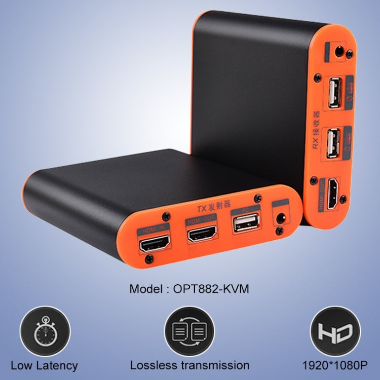OPT882-KVM HDMIエクステンダー（受信機＆送信機）光ファイバーエクステンダー USBポートとKVM機能付き、伝送距離: 20KM、OPT882-KVM