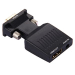 HD 1080P VGAからHDMI+オーディオビデオ出力コンバーターアダプター HDTVモニター・プロジェクター用、VGAからHDMI+オーディオ