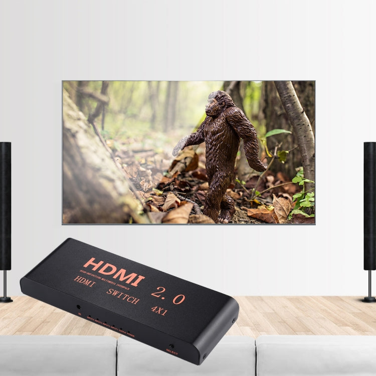 4X1 4K/60Hz HDMI 2.0スイッチ リモコン付き、EUプラグ、4X1