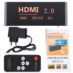 4X1 4K/60Hz HDMI 2.0スイッチ リモコン付き、EUプラグ、4X1