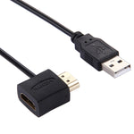 50cm HDMIメス+HDMIオスからUSB 2.0オスコネクターアダプターケーブル、HDMIメス+オス