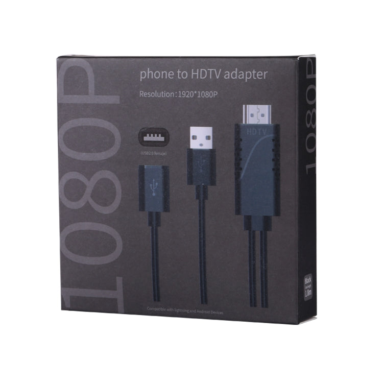 1080P USB 2.0オス＋USB 2.0メスからHDMI HDTV AVアダプターケーブル iPhone / iPad、Androidスマートフォン対応