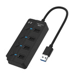 Onten 5301 USB 3.0 オス to 4 USB 2.0 メス スプリッターエクステンダー 独立スイッチ付き、5301