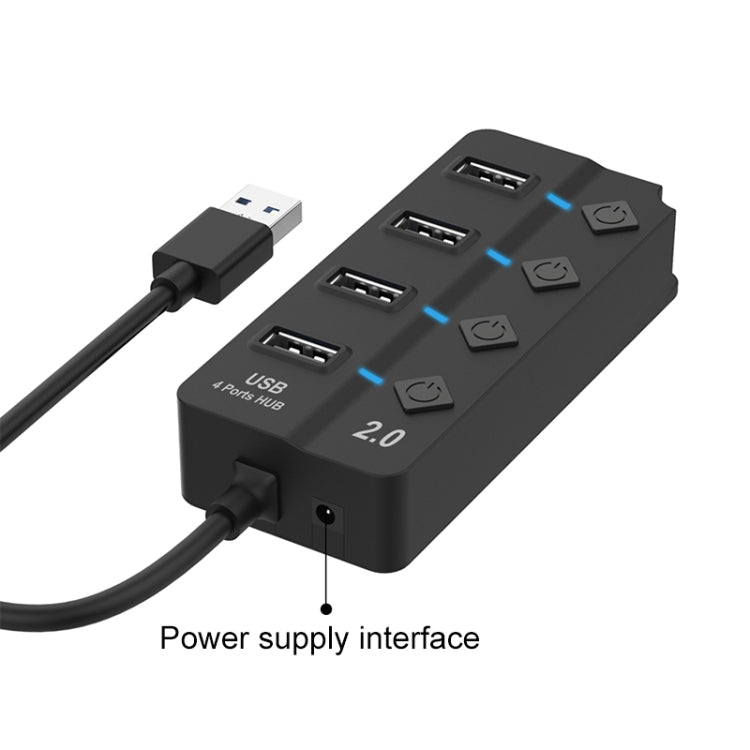 Onten 5301 USB 3.0 オス to 4 USB 2.0 メス スプリッターエクステンダー 独立スイッチ付き、5301