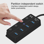 Onten 5301 USB 3.0 オス to 4 USB 2.0 メス スプリッターエクステンダー 独立スイッチ付き、5301