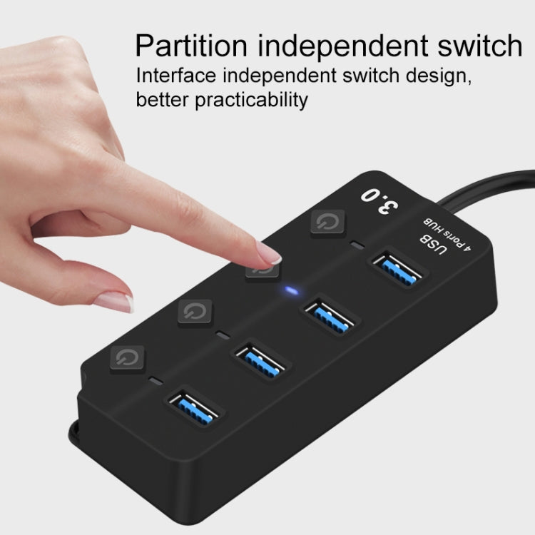 Onten 5301 USB 3.0 オス to 4 USB 2.0 メス スプリッターエクステンダー 独立スイッチ付き、5301