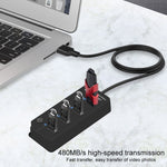 Onten 5301 USB 3.0 オス to 4 USB 2.0 メス スプリッターエクステンダー 独立スイッチ付き、5301