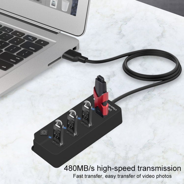 Onten 5301 USB 3.0 オス to 4 USB 2.0 メス スプリッターエクステンダー 独立スイッチ付き、5301