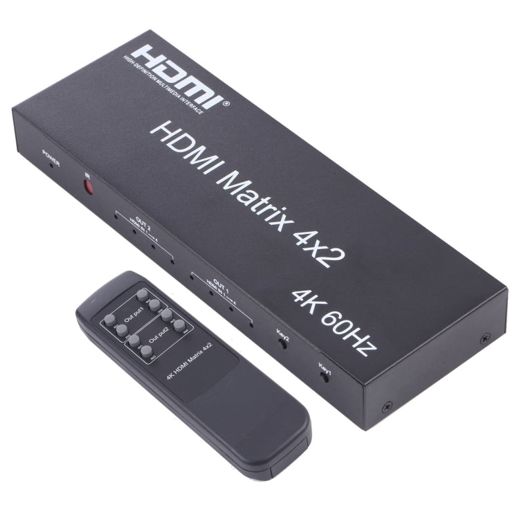 HDMI 4x2 マトリックススイッチャー / スプリッター リモコン付き、ARC / MHL / 4Kx2K / 3D対応、HDMI入力4ポート、HDMI出力2ポート、ARC / MHL / 4Kx2K / 3D対応