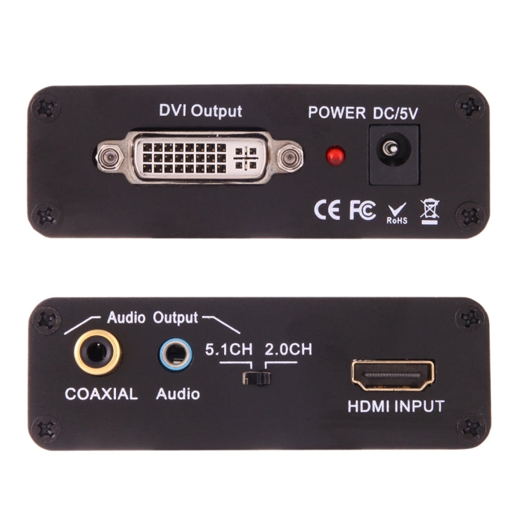 NEWKENG X5 HDMI to DVI オーディオ付き 3.5mm 同軸出力 ビデオコンバーター、EUプラグ、X5 HDMI to DVI オーディオ付き