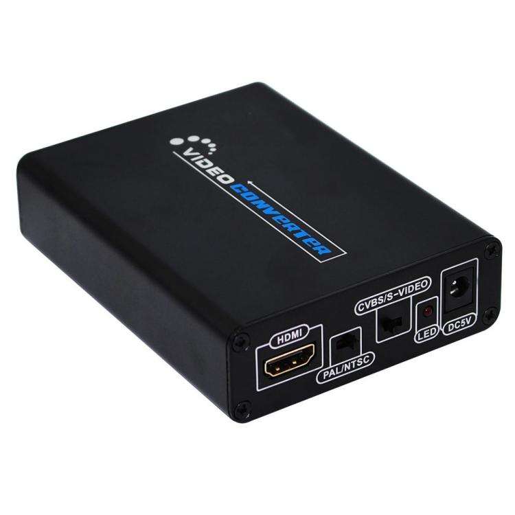 HDMI to コンポジット / AV S-ビデオコンバーター RCA CVBS/L/R ビデオコンバーターアダプター、EUプラグ、HDMI to AV + S-ビデオ