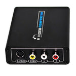 HDMI to コンポジット / AV S-ビデオコンバーター RCA CVBS/L/R ビデオコンバーターアダプター、EUプラグ、HDMI to AV + S-ビデオ