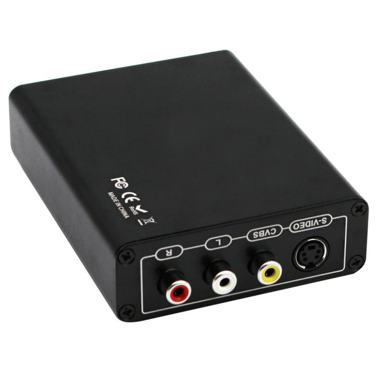 HDMI to コンポジット / AV S-ビデオコンバーター RCA CVBS/L/R ビデオコンバーターアダプター、EUプラグ、HDMI to AV + S-ビデオ