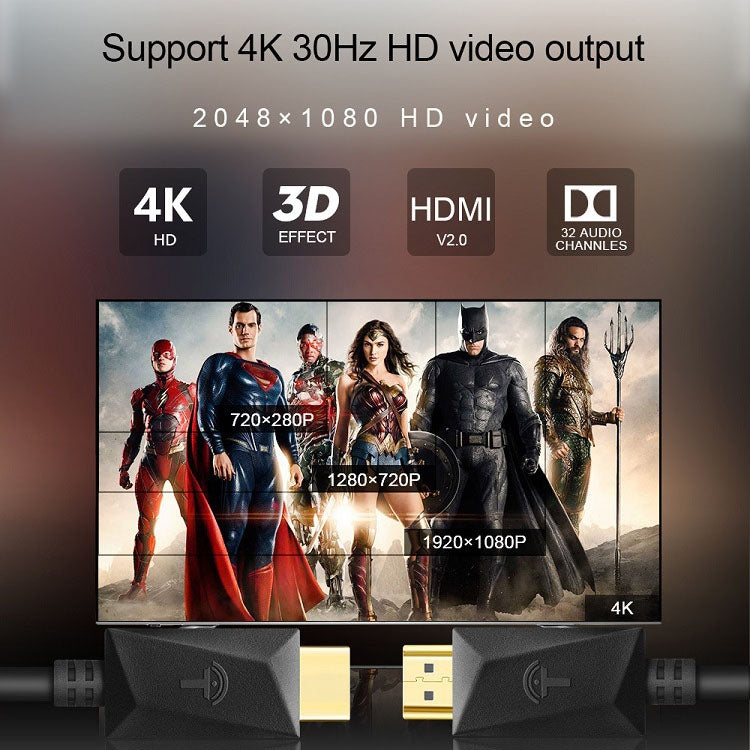 ROCKETEK HDMI01Y-2 HDMI 2.0 4K 30Hz 3D HD 金メッキコネクター HDMIケーブル 全HDMI機器対応、長さ：2m